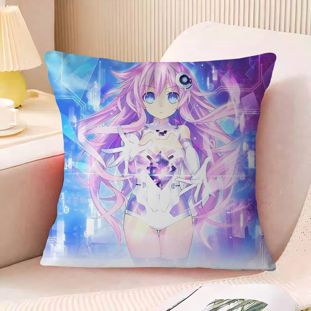H-Hyperdimension N-Neptunia Cushion Cover Pattern Soft Plush Pillow Case For Home Living Room Sofa Deco