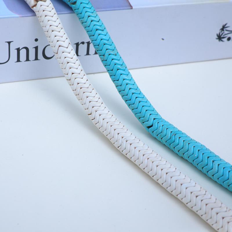 Imitation Turquoise Hexagonal Lace Pattern Spacer Beads for DIY Jewelry 3*6mm, approx. 128 beads