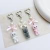 Heart Shape Keyring Flocked Cat Pendant Keychain with Bowknot Decor Heart Shape Fashionable Hanging Ornament for Wallet Backpack
