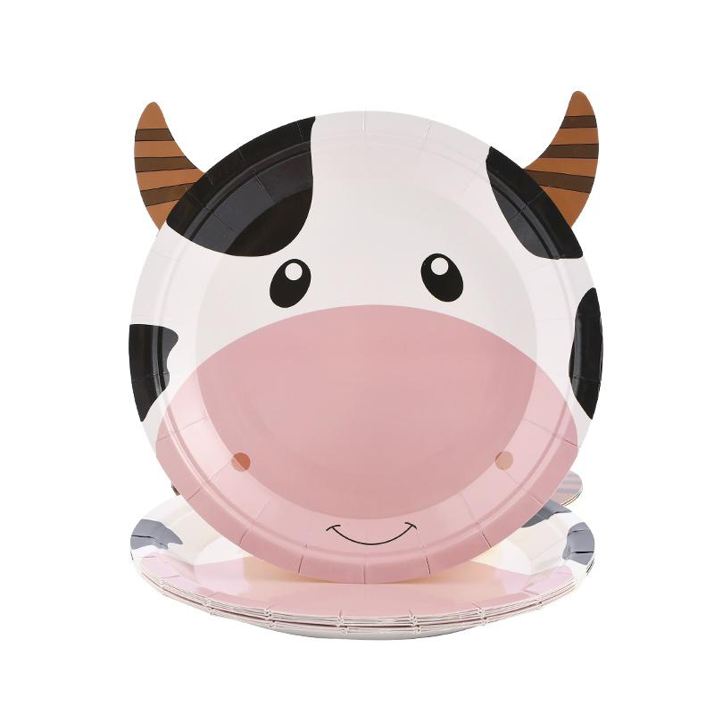 10pcs Farm Animals Party Disposable Paper Plates Pig Cow Sheep Shaped Food Tray Tableware Kids Birthday Party Favors Supplies