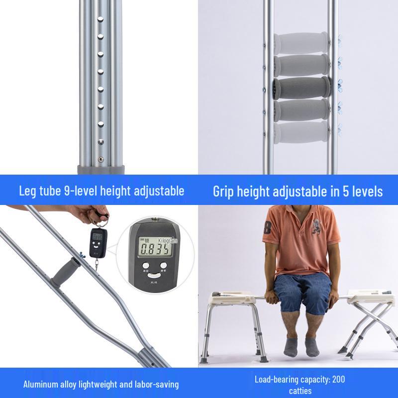 Adjustable Aluminum Alloy Crutches for Elderly and Disabled - Single/Double Options for Outdoor Use