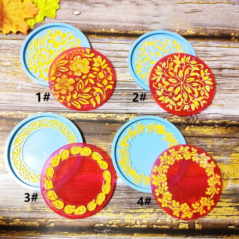 Multifunctional Coaster Silicone Mold Vintage Flower Mats Silicone Mold Ornament Gift for DIY Epoxy Making Cups Crafts