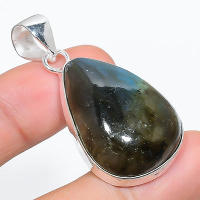 Natürlicher Labradorit Edelstein Handgefertigt 925 Sterling Silber Anhänger 1,89" M2Y10