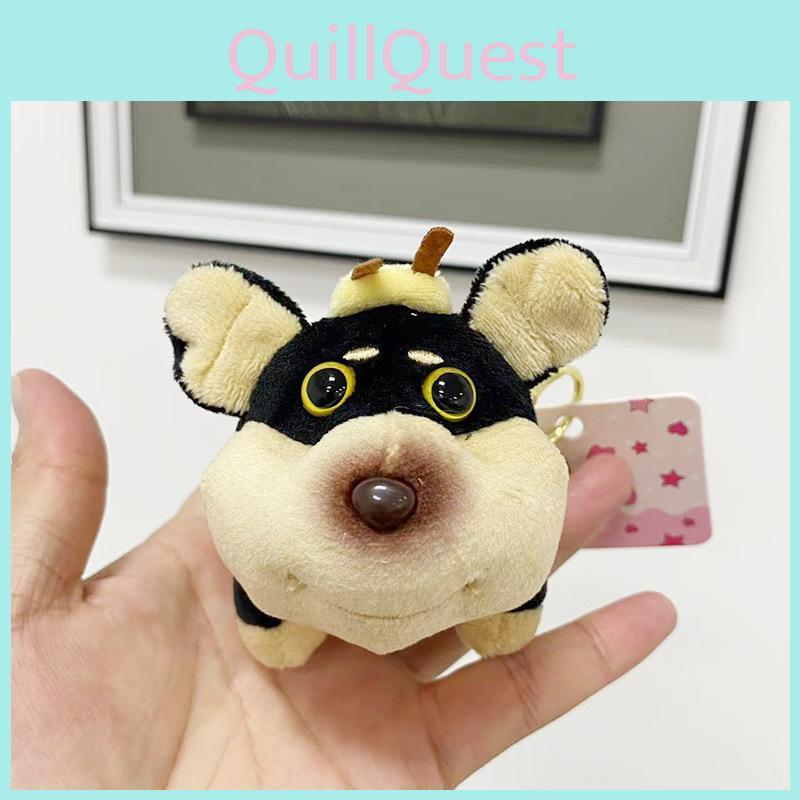 Adorable Black Cartoon Plush Bee Dog Doll Keychain Accessory For Creative Gifts