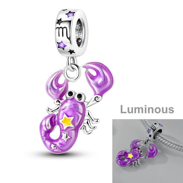 Luminous Charms Beads 925 Silver Constellations Firefly Jellyfish Bulb Star Moon Dangle Fit Original Bracelet Jewelry