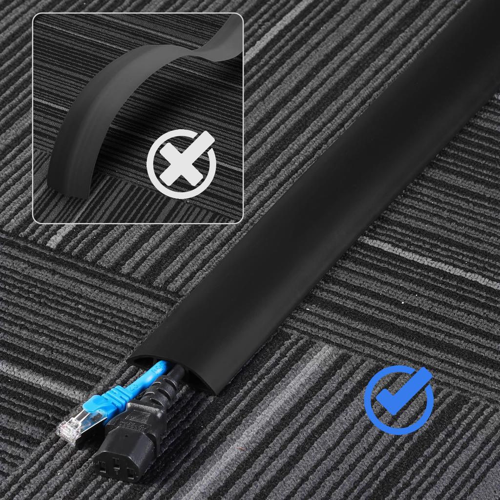 ZhiYo Floor Cord Cover White Maple Wood Grain Length Width 5CM Floor Cable Storage Sleeve Hiding Wires Cable Cover with Tape Wiring Cover Prevents