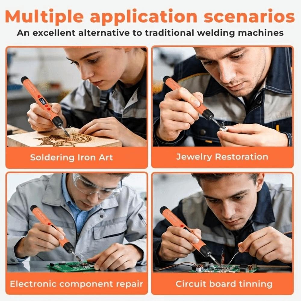 25W Power USB Soldering Iron 3-Levels Adjustable Lightweight Design Welding Set Lithium Battery Pen-Shaped Design Solder Set