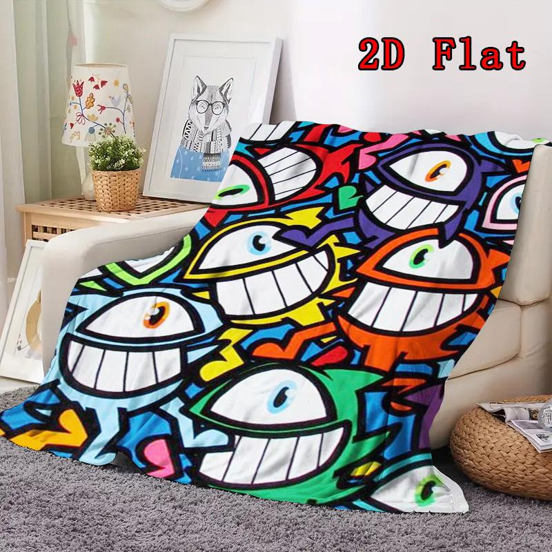 Quirky One-eyed Monster 2D Flat Pattern Flannel Blanket High Quality All Seasons Warmth and Comfort Perfect for Christmas Gifts.