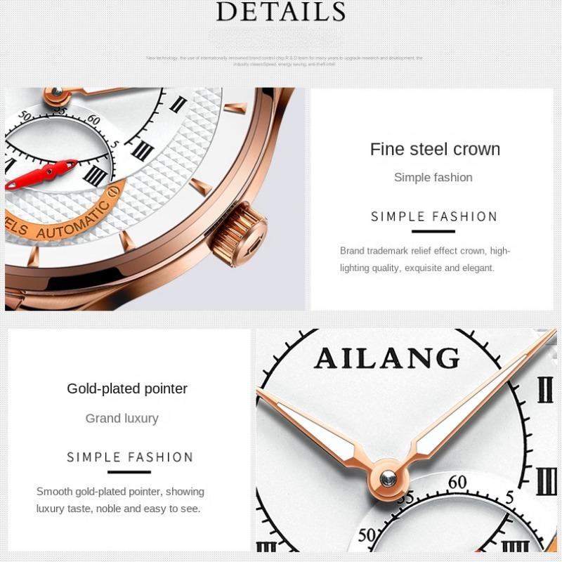 AILANG Klocka Stål Automatisk Maskinur Klocka Stor Urtavla Vattentät Mode Business Herrklocka