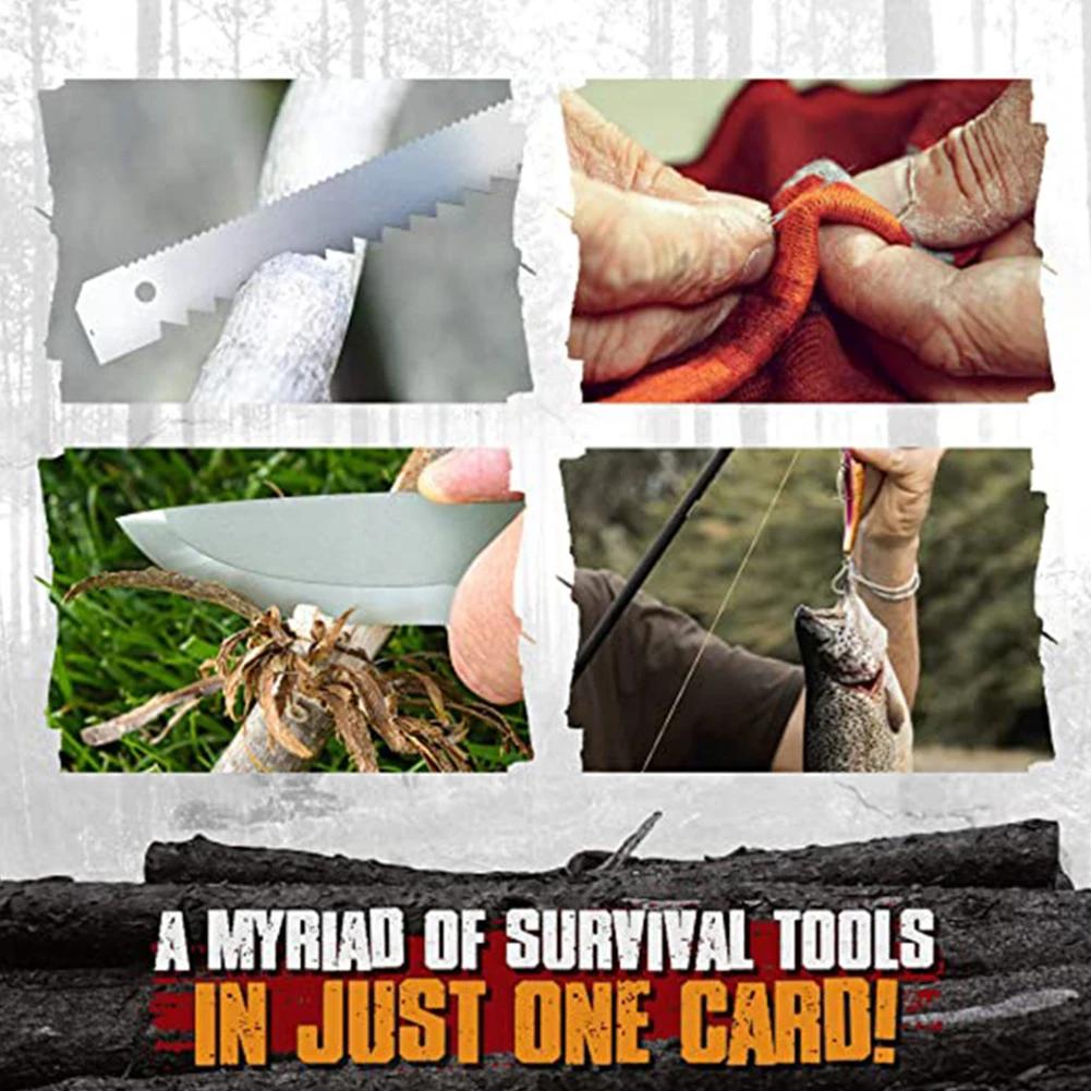 Scheda con Amo da Pesca in Acciaio Inossidabile Strumento Multifunzione Portatile per Pesca e Caccia Gadget EDC per Campeggio e Sopravvivenza