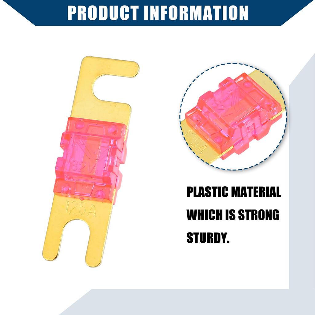 Hihaha Mini ANL Fuse 125A / Car Audio CD Fuse / Durable / Set of 5 Golden Cherry