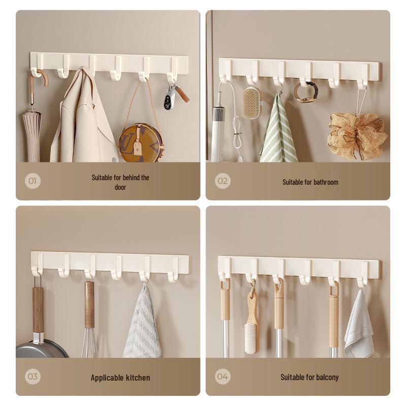 Milky White No-Drill Adhesive Over-the-Door Towel & Clothes Hook