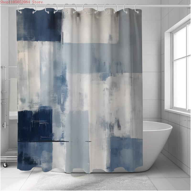 1pc Abstract Paint Art Graffiti Shower Curtain - With Hooks Waterproof Mildew Proof Easy Install Washable