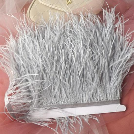 Ostrich Feather Fringe - Various Colors, 10-15cm, 1 Meter for Clothing Accessories