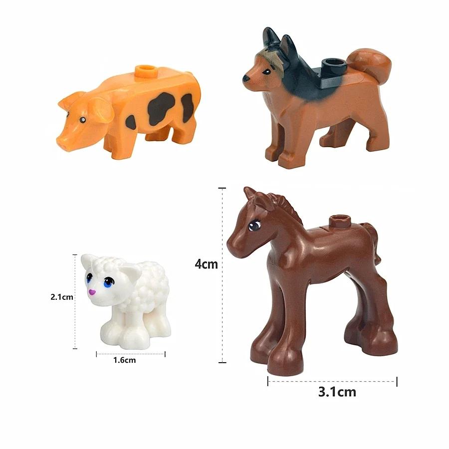 MOC Blocuri de Construcție Animale Particule Mici Scenă Tigru Oaie Rață Cal Balene Model Educațional Zoo Asamblat Cadou DIY Cărămizi Jucărie