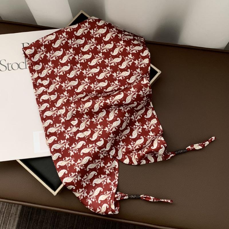 Silk scarf new fashion wheat ear cashew flower silk scarf head scarf beaded small scarf scarf triangular scarf waist tie