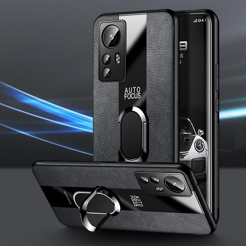 Ringholder Lærdeksel For Xiaomi Mi 12 Pro 12X 12S Ultra 12T Pro Deksel Silikon Telefondeksel For Poco X3 F5 Pro F3 F4 X4 GT