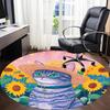 1pc Cat SunflowersChair Carpet for Office, Indoor Non-Slip Washable Polyester Fiber Carpet, Mat For Office, Machine Washable