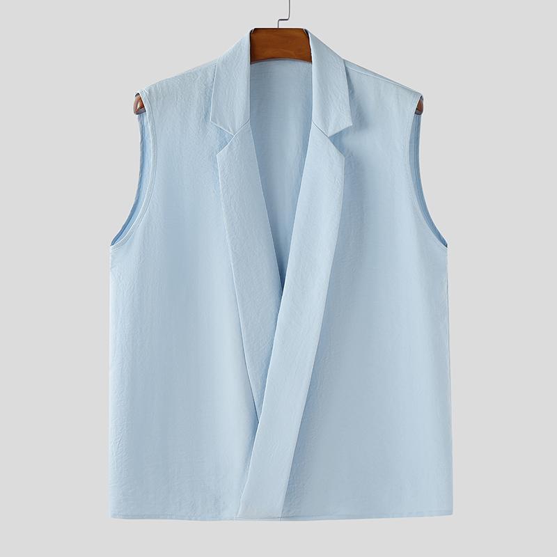 

INCERUN Men Summer Sleeveless Front Cross Casual Loose Thin Tank Tops 2XL синий
