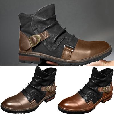 Męskie buty motocyklowe Vintage Okrągłe Kowbojskie Krótkie Buty Konie Buty