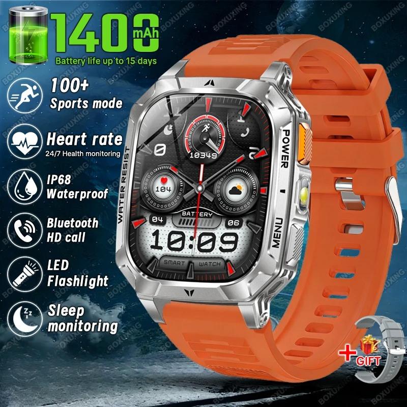 Neue Militärqualität 1400 mAh Akku Smartwatch Herren 2,01" Bildschirm 5ATM Wasserdicht GPS Track Sport Fitness Smartwatch