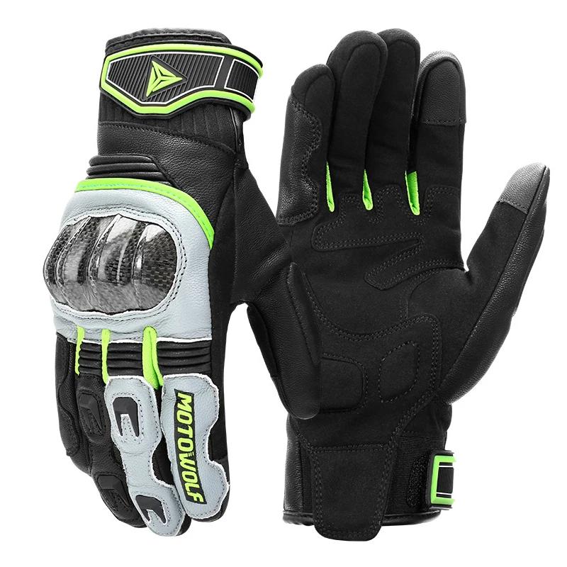 Motorcycle Gloves Leather Men Gloves Touch Screen Carbon Fiber Protect Luvas de Motocicleta de Couro Guantes Cuero Gants Cuir