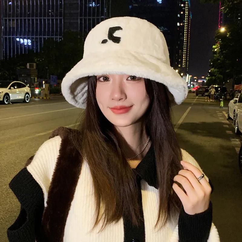 

WTEMPO Autumn Winter Casual Versatile Plush Letter-embroidered Bucket Hats Women s Elegant Warm Thickened Soft Solid Color Windproof Cold-proof Hats 1pc бежевый