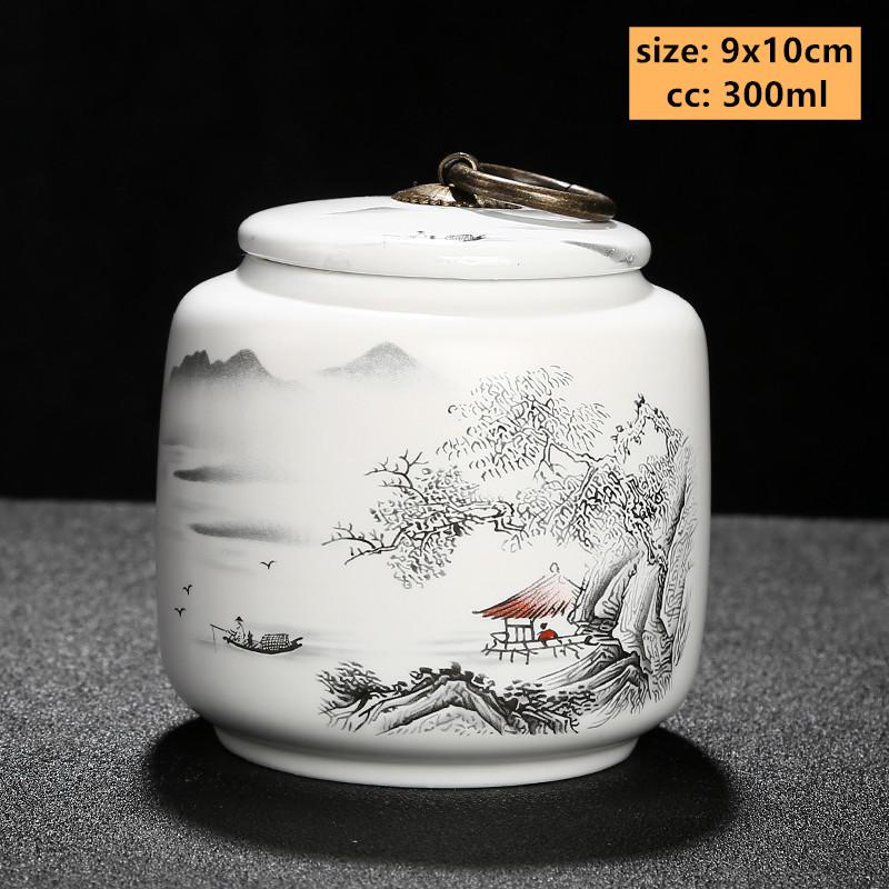 Exquisite Flower Patterns Ceramics Tea Caddy Portable Sealed Tea Leaf Containers Travel Tea Bag Storage Box Spice Organizer