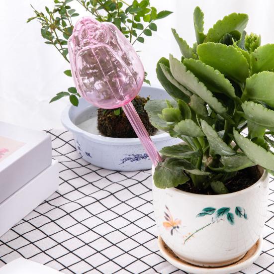 4 Pcs Tulip Self Watering Globes Planter Insert Automatic Watering Bulbs Reusable Plant Watering Spikes for Various Potted Plants