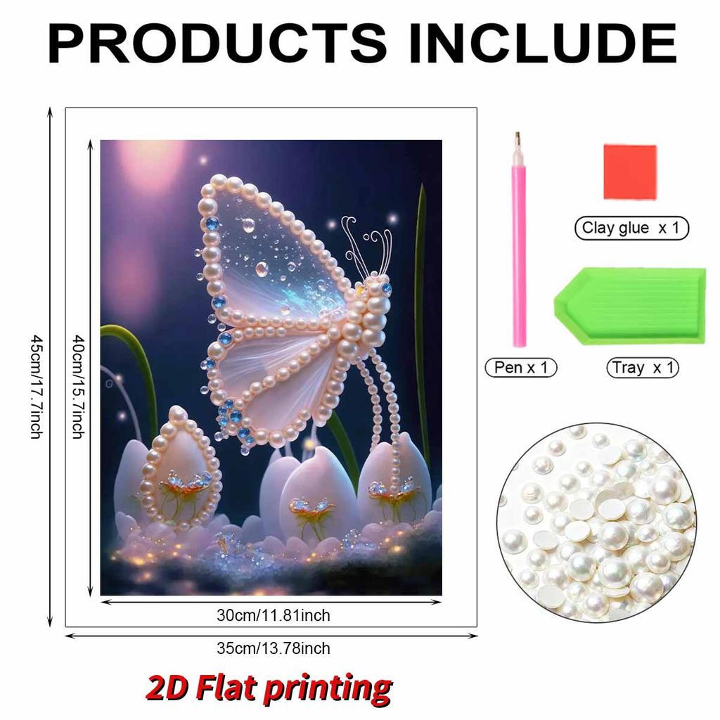 DIY Butterfly Pearl Art Painting for Home Wall Decor Pearl Gem Paintings Picture Arts Craft  for Adults/Beginners Gift Idea Home Decor Without Frame