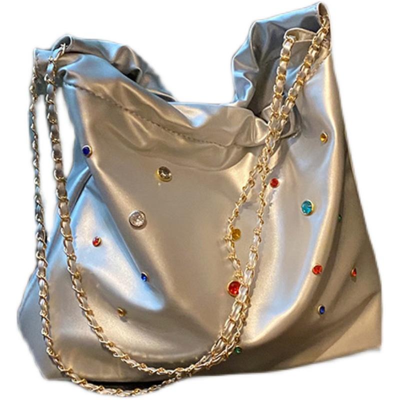 Fashion Women's PU Leather One Shoulder Bag  New Diamond Design Handbag Large Capacity Lazy Style Student Commuting Tote Bag
