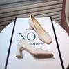 Internet Celebrity Explosion High Sense Black Work Shoes Women's Korean Version of Professional High Heels Light Mouth Thick Heel Square Head 