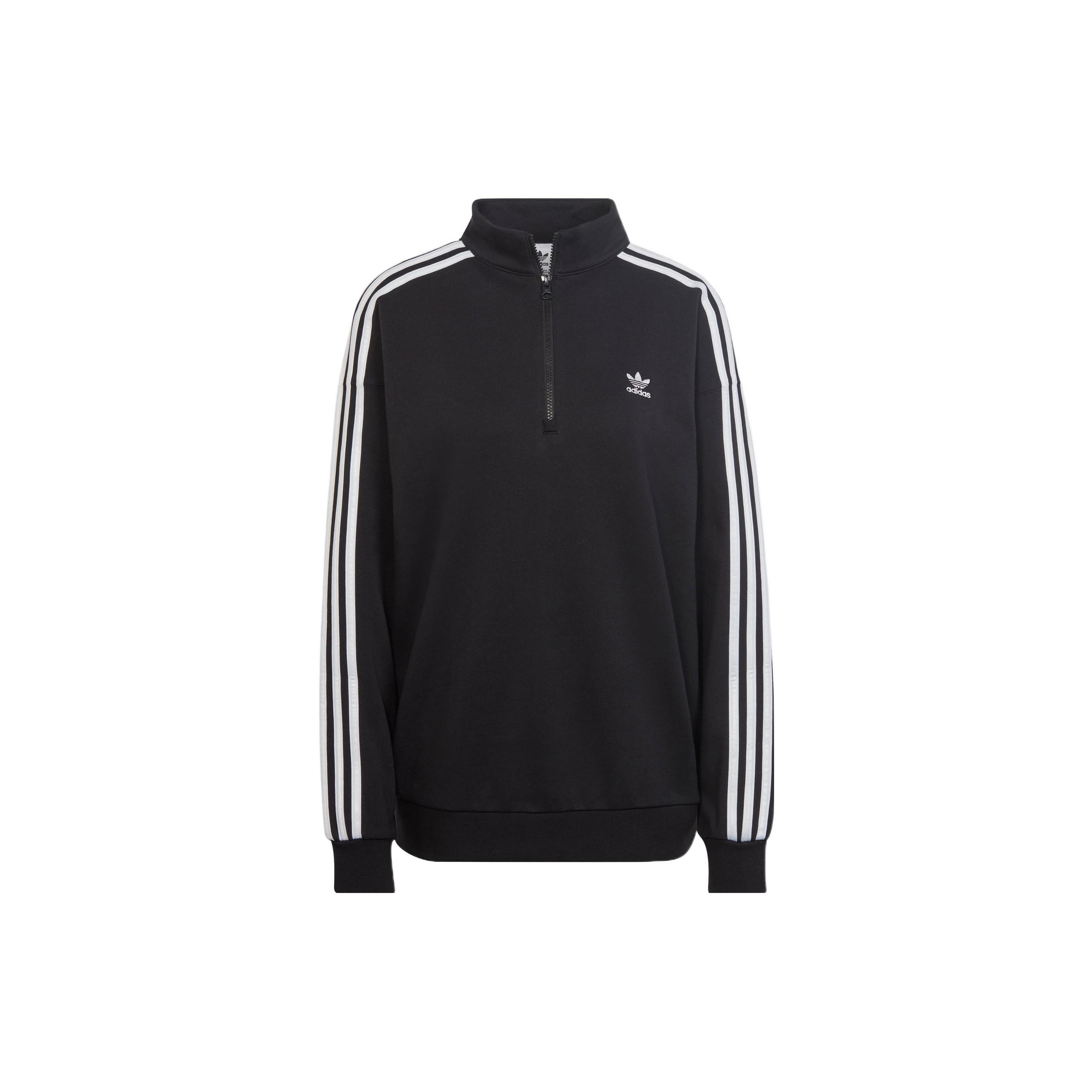 (WMNS) adidas adicolor Trefoil Quarter-Zip Sweatshirt Asia Sizing  Black White  Women s II6087 S