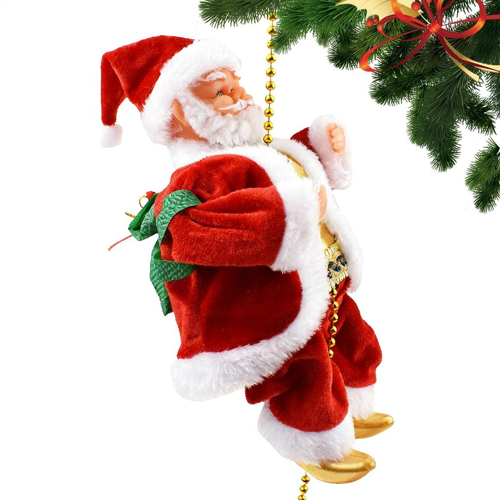 Climbing Santa On Rope Holiday Electric Decoration With Music Musical Santa Climbing Rope For Outdoor Indoor Porch Window Roof