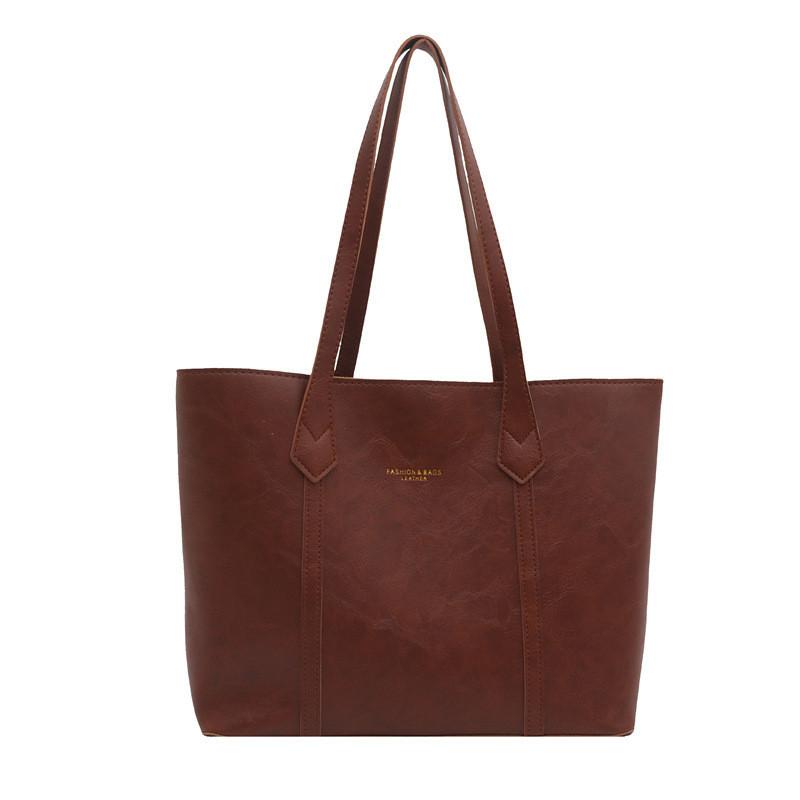 Vintage Tote Bag Large Capacity Pu Shoulder Bag For Daily Use