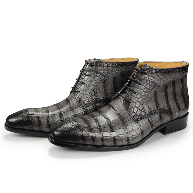 Fashion Business Fashion Men's Ankle Boots Autumn Luxury High Grade Printing Design Business Dress Shoe Genuine Leather Zipper Man Boot