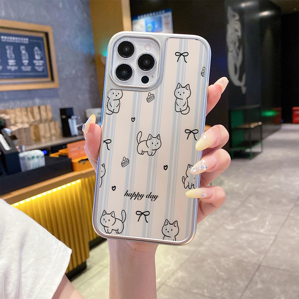 Isn't the wind soft cute lines cat iPhone mobile phone case apple 14 matte bare metal feel 17pro cute anti-drop