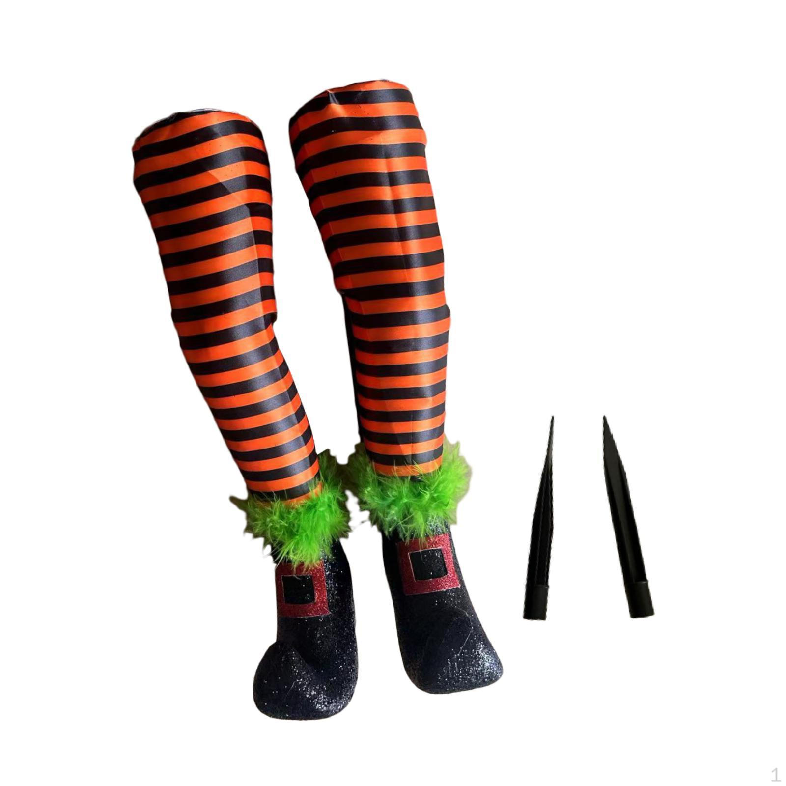 

2 Pieces Halloween Witch Legs Wicked Prop with Stakes Party Lawn Yard Indoor Scary оранжевый