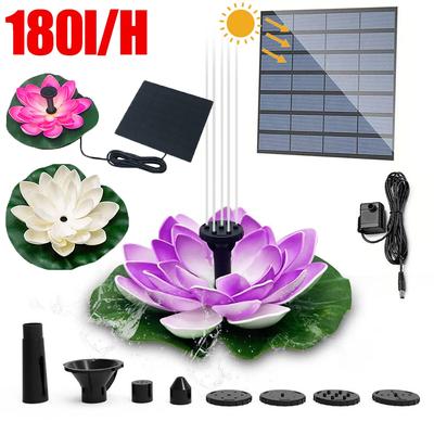 Lotus Shape Solar Water Fountain Pond Decoration Waterfall Fountain Outdoor Bird Bath Solar Powered Floating Garden Fountain
