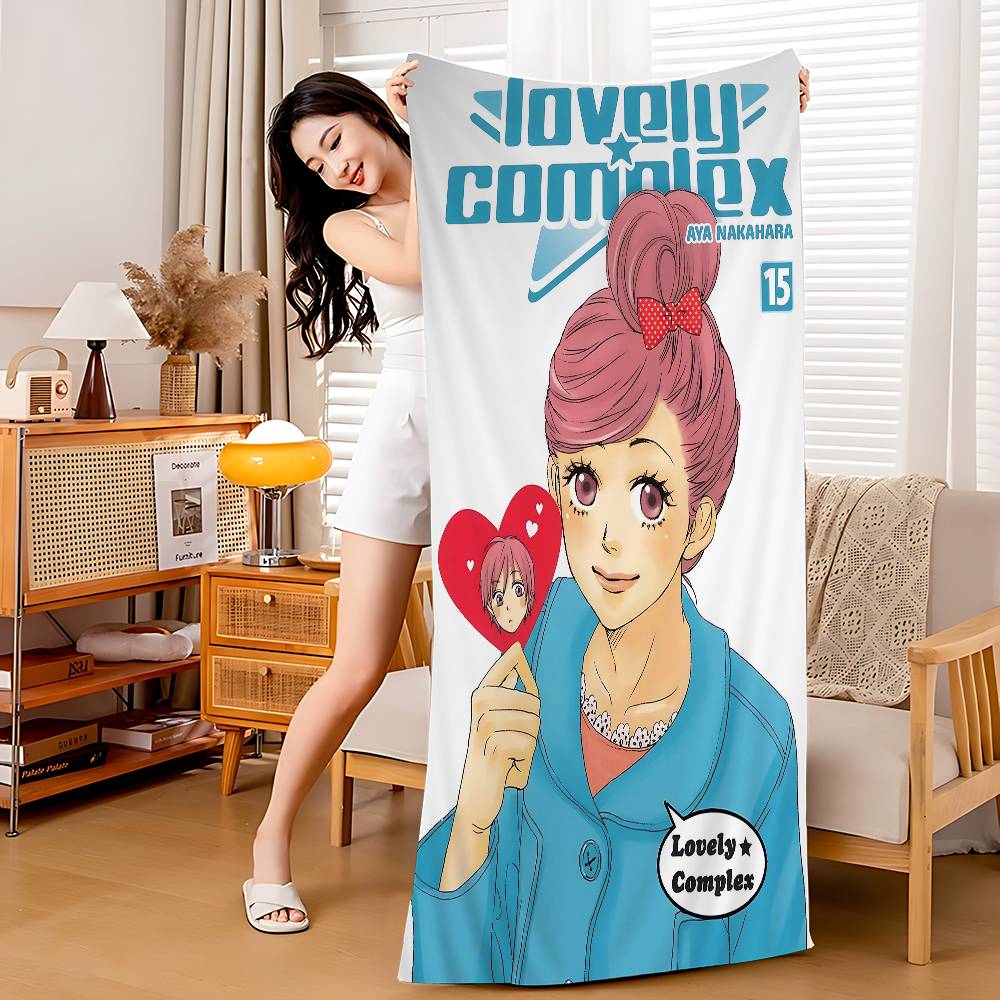 

Anime Love L-Lovely C-Complex Microfiber Blanket Quick Drying Beach Towels Oversized Printing Super Absorbent Pool Towel W30*H60(CM)