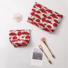 New Retro Artistic Mushroom Jacquard Fabric Makeup Bag, Women'S Clutch Bag, Zippered Square Bag, Toiletry Bag