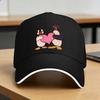 Cute Pingu and Pinga Penguin Holding Heart Baseball Cap  Street Style Women Men Trucker Hat Sun-Proof Print Sport Baseball Caps