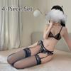 4-piece Lace Lingerie Set  Sexy Lingerie Lace Panties One-piece Suspender Stockings Set Sexy Lingerie