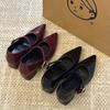 Mary Jane shoes women's 2025 early spring new French retro niche design sense one word with light mouth thick heel single shoes
