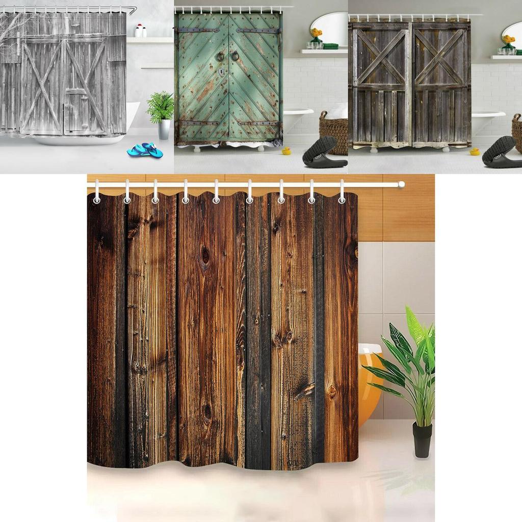 Versatile And Stylish 3d Print Fabric Rustic Wood Shower Curtain Set For Every Home