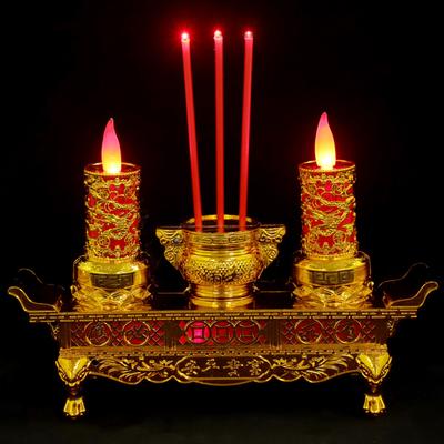 LED Retro Chinese Buddha Light Chinese Style Buddhist Supply Lamp for Meditation Temple Worship