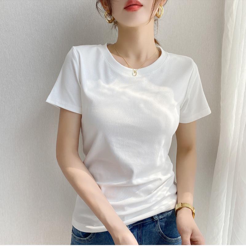 

230G Heavyweight Women s Slim Fit Short Sleeve T-shirt, Basic Style, Round Neck, Half Sleeve Base Layer 3XL