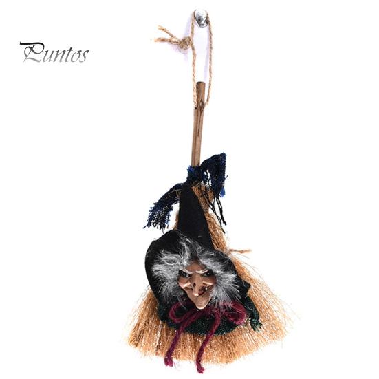 Halloween Witch Pendant Hanging Laughing Witch Broom Decoration Festival Home Decor Party Supply for Spooky Atmosphere