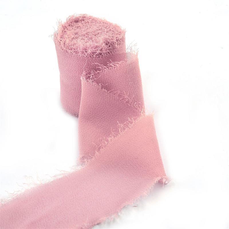 5M Handgefertigtes Ausgefranstes Satin Chiffon Seidenband Für Hochzeitseinladung Verpackung Sträuße Geburtstagsfeier Dekorationen Geschenke