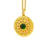 Sand Gold Sunflower Pendant with Rhinestones & Green Stone - Versatile Retro Clavicle Chain